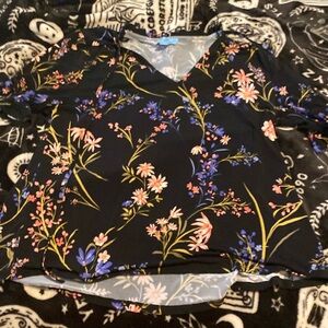 Black floral blouse